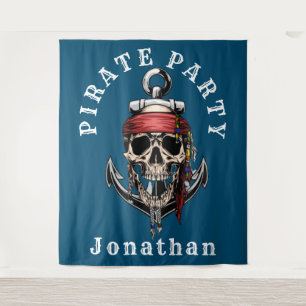 Tenture Fond de décor Pirate Crâne Cœur