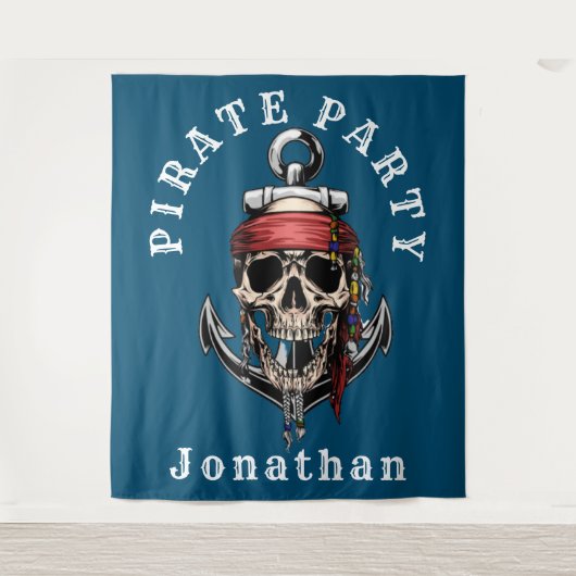 Tenture Fond de décor Pirate Crâne Cœur (Devant)