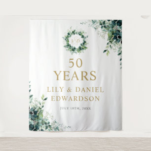Tenture Fond de décor pour 50e anniversaire Monogram Green