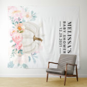 Tenture Fond de décor pour Baby Shower floral roses roses  (En situation (horizontale))