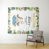 Tenture Fond de décor pour Baby Shower GARÇON | Ami Safari (En situation (horizontale))