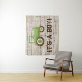 Tenture Fond de décor pour Baby Shower Garçon avec Tracteu (En situation)