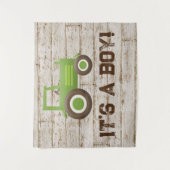 Tenture Fond de décor pour Baby Shower Garçon avec Tracteu (Devant)