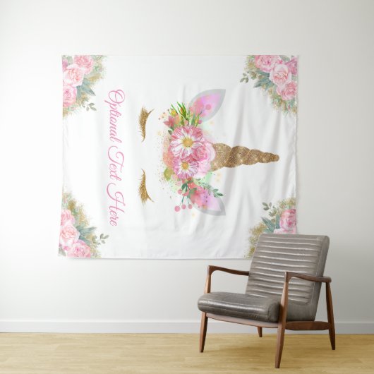 Tenture Fond de décor pour Baby Shower Licorne (En situation (horizontale))