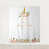 Tenture Fond de décor pour Baby Shower Licorne Dorée (Devant)