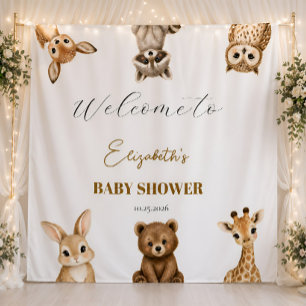 Tenture Fond de décor pour Baby Shower Safari neutre en ma