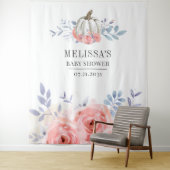 Tenture Fond de décor pour Baby Shower sur le thème floral (En situation)