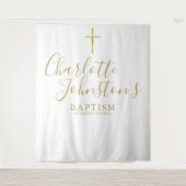 Tenture Fond de décor pour baptême en or avec écriture (Devant)