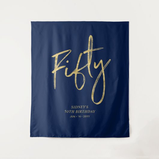 Tenture Fond de décor pour fête d'anniversaire 50 ans Or & (Devant)