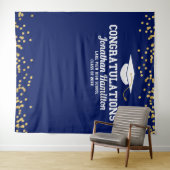 Tenture Fond de décor pour fête de remise de diplôme bleu (En situation (horizontale))
