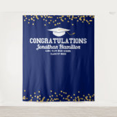 Tenture Fond de décor pour fête de remise de diplôme bleu (Devant)