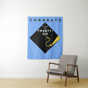 Tenture Fond de décor pour fête de remise de diplômes bleu