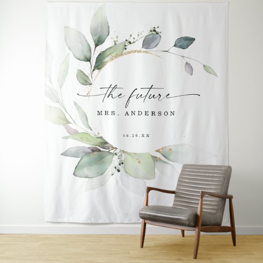 Tenture Fond de décor pour mariage floral aquarelle (En situation)