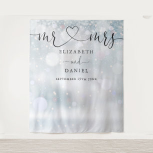 Tenture Fond de décor pour mariage hivernal avec écriture
