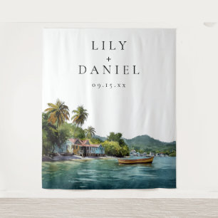 Tenture Fond de décor pour mariage tropical des Caraïbes