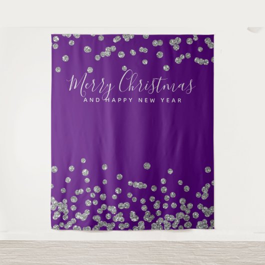 Tenture Fond de décor pour Noël argent et violet avec conf (Devant)