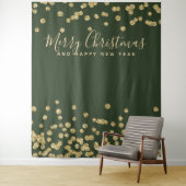 Tenture Fond de décor pour Noël Fête Or Vert Confettis (En situation)