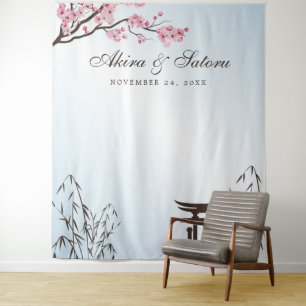 Tenture Fond de décor pour photo de fleurs de cerisier jap