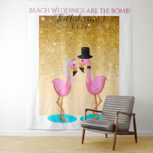 Tenture Fond de décor pour photo de mariage de flamant ros