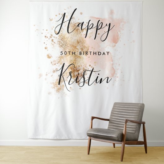 Tenture Fond de décor pour photobooth d'anniversaire 50 an (En situation)