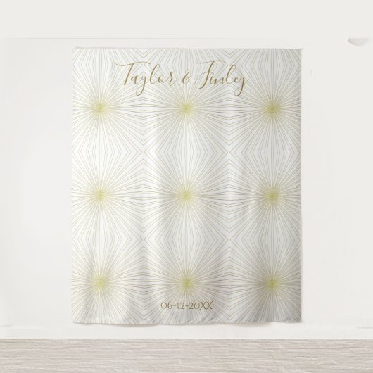 Tenture Fond de décor pour photobooth de mariage blanc or  (Devant)