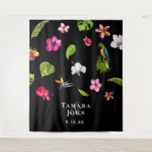 Tenture Fond de décor pour photomaton à fleurs noires trop (Devant)