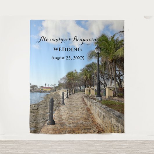 Tenture Fond de décor pour photomaton à thème de palmiers  (Devant)