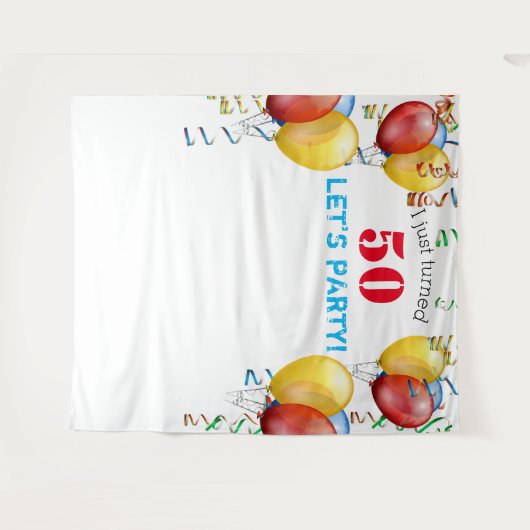 Tenture Fond de décor pour photomaton d'anniversaire 50 an (Devant (Horizontal))