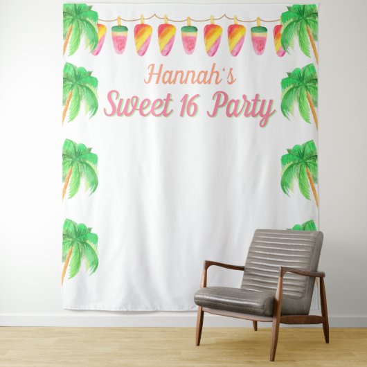 Tenture Fond de décor pour Photomaton Thème Soirée Hawaïen (En situation)