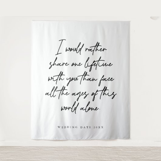 Tenture Fond de décor pour photos de mariage avec citation (Devant)