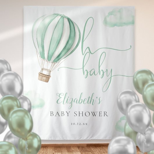 Tenture Fond de décor pour shower de bébé montgolfière