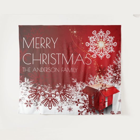 Tenture Fond de décor pour surprise de cadeau de Noël floc (Devant (Horizontal))