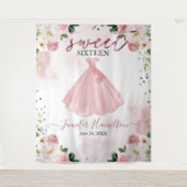 Tenture Fond de décor pour Sweet 16 Robe fleurie rose gold (Devant)