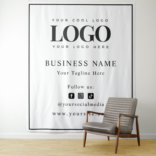 Tenture Fond de décor professionnel avec logo sur cadre no (En situation)