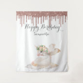 Tenture Fond de Décoration Anniversaire Licorne Rose Gold  (Devant)