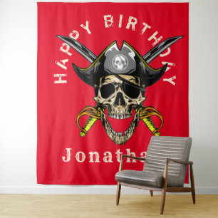 Tenture Fond de décoration d'anniversaire Crâne de Pirate