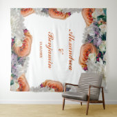 Tenture Fond de décoration de mariage floral blanc corail  (En situation (horizontale))