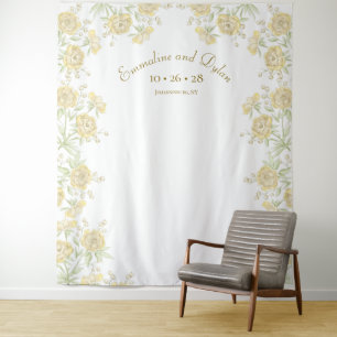 Tenture Fond de Décoration de Mariage Rose Jaune pour Phot