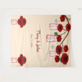 Tenture Fond de décoration photo avec bocaux Mason et fleu (Devant (Horizontal))