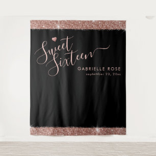Tenture Fond de décoration photo Rose Gold Black Sweet 16