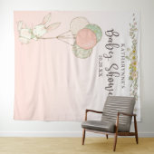 Tenture Fond de Décoration pour Baby Shower aux Fleurs Ros (En situation (horizontale))