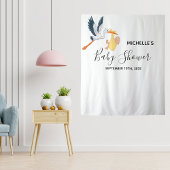 Tenture Fond de décoration pour baby shower avec cigogne n