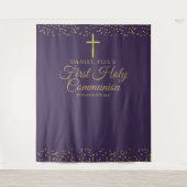 Tenture Fond de décoration violet or pour première communi (Devant)