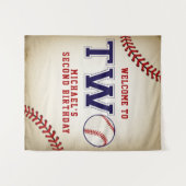 Tenture Fond de deuxième anniversaire de baseball (Devant (Horizontal))