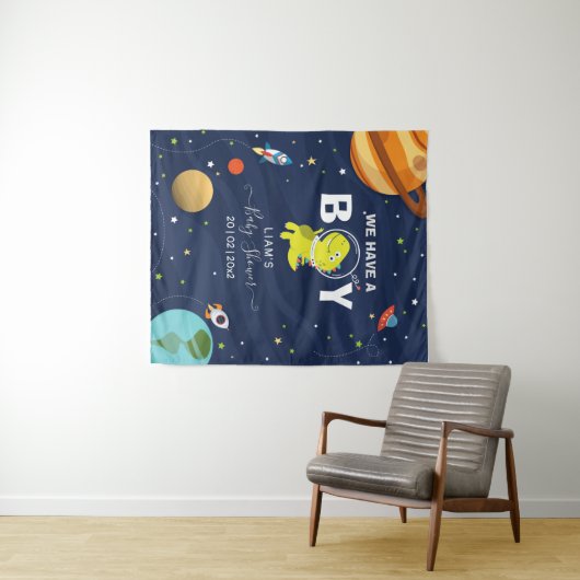 Tenture Fond de dinosaure spatial cool (En situation (horizontale))