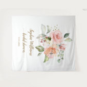 Tenture Fond de douche de mariée - Roses roses blush (Devant (Horizontal))