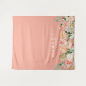 Tenture Fond de douche floral aquarelle pêche de printemps (Devant (Horizontal))