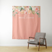 Tenture Fond de douche floral aquarelle pêche de printemps (En situation)