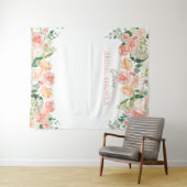 Tenture Fond de douche floral aquarelle rose de printemps  (En situation (horizontale))