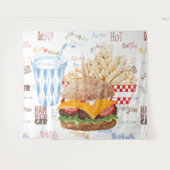 Tenture Fond de fast-food hamburger et frites (Devant (Horizontal))